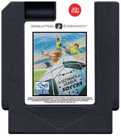 Cartridge artwork for Ultimate League Soccer on the Nintendo NES.