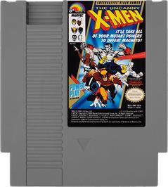 Cartridge artwork for Uncanny X-Men on the Nintendo NES.