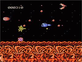 In game image of Abadox: The Deadly Inner War on the Nintendo NES.