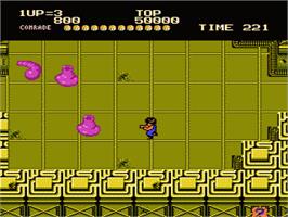 In game image of Alien Syndrome on the Nintendo NES.