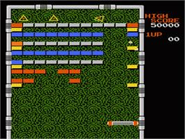 In game image of Arkanoid on the Nintendo NES.