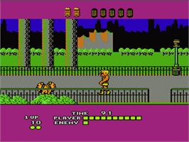 In game image of Bad Street Brawler on the Nintendo NES.