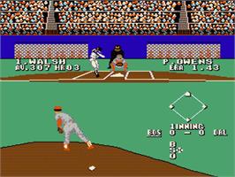In game image of Bases Loaded 3 on the Nintendo NES.