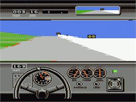 In game image of Bill Elliott's NASCAR Challenge on the Nintendo NES.