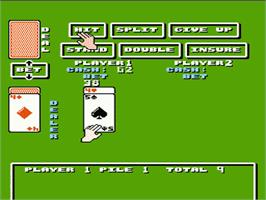 In game image of Blackjack on the Nintendo NES.