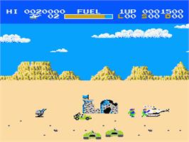 In game image of Choplifter on the Nintendo NES.