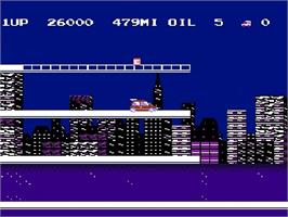 In game image of City Connection on the Nintendo NES.
