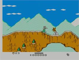 In game image of Cliffhanger on the Nintendo NES.