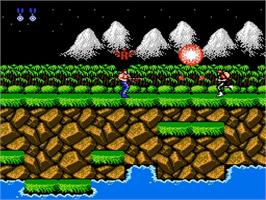 In game image of Contra on the Nintendo NES.