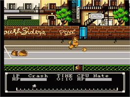 In game image of Crash 'N the Boys: Street Challenge on the Nintendo NES.