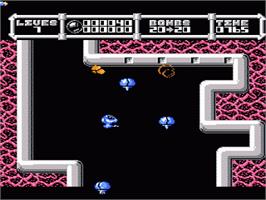 In game image of Cybernoid: The Fighting Machine on the Nintendo NES.