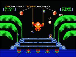 In game image of Donkey Kong 3 on the Nintendo NES.