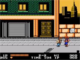 In game image of Double Dragon on the Nintendo NES.