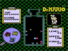 In game image of Dr. Mario on the Nintendo NES.