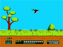 In game image of Duck Hunt on the Nintendo NES.