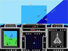 In game image of F-15 Strike Eagle on the Nintendo NES.