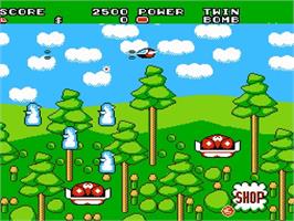 In game image of Fantasy Zone 2 on the Nintendo NES.