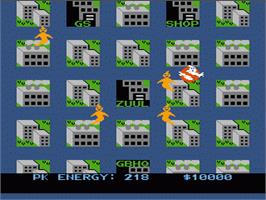 In game image of Ghostbusters on the Nintendo NES.