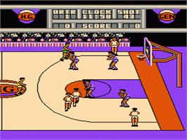 In game image of Harlem Globetrotters on the Nintendo NES.