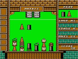 In game image of Hatris on the Nintendo NES.
