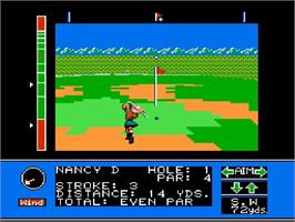 In game image of Jack Nicklaus' Greatest 18 Holes of Major Championship Golf on the Nintendo NES.
