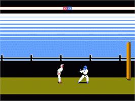 In game image of Karateka on the Nintendo NES.