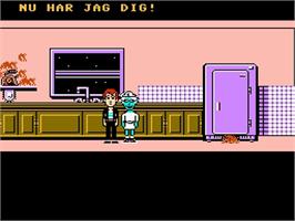 In game image of Maniac Mansion on the Nintendo NES.