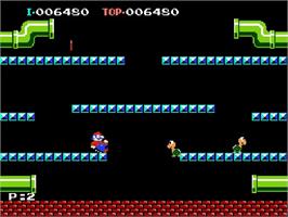 In game image of Mario Bros. on the Nintendo NES.