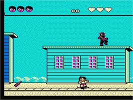 In game image of Menace Beach on the Nintendo NES.