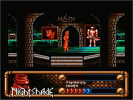 In game image of Nightshade: Part 1 - The Claws of Sutekh on the Nintendo NES.