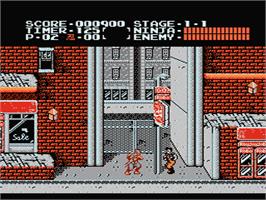 In game image of Ninja Gaiden on the Nintendo NES.