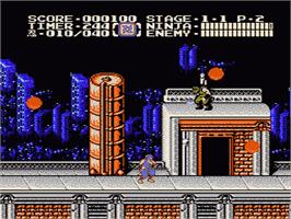 In game image of Ninja Gaiden II: The Dark Sword of Chaos on the Nintendo NES.
