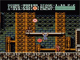 In game image of Ninja Gaiden III: The Ancient Ship of Doom on the Nintendo NES.