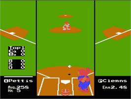 In game image of RBI Baseball on the Nintendo NES.