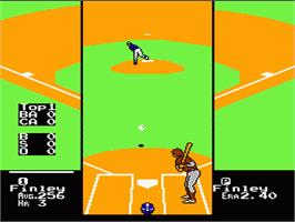 In game image of RBI Baseball 3 on the Nintendo NES.