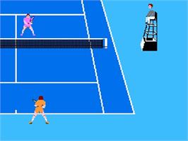 In game image of Racket Attack on the Nintendo NES.