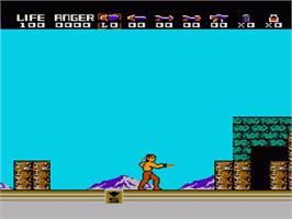In game image of Rambo on the Nintendo NES.