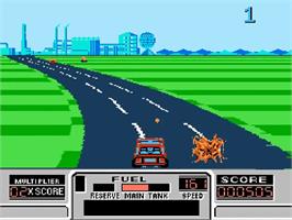 In game image of Road Blasters on the Nintendo NES.