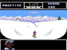 In game image of Ski or Die on the Nintendo NES.