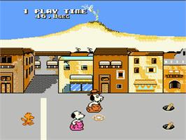 In game image of Snoopy's Silly Sports Spectacular on the Nintendo NES.