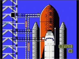 In game image of Space Shuttle Project on the Nintendo NES.