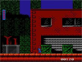 In game image of Spider-Man: Return of the Sinister Six on the Nintendo NES.
