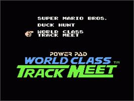 In game image of Super Mario Bros, Duck Hunt, & World Class Track Meet on the Nintendo NES.