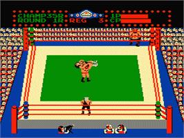 In game image of Tag Team Wrestling on the Nintendo NES.