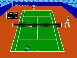 In game image of Tennis on the Nintendo NES.