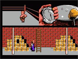 In game image of Three Stooges on the Nintendo NES.