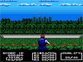 In game image of Track & Field 2 on the Nintendo NES.