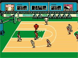In game image of Ultimate Basketball on the Nintendo NES.