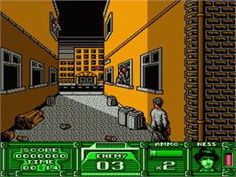 In game image of Untouchables on the Nintendo NES.