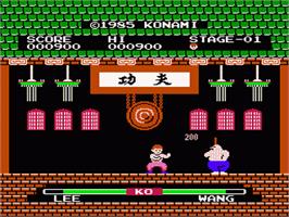 In game image of Yie Ar Kung-Fu on the Nintendo NES.
